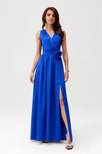 Roco Fashion Paloma Satin Maxi Cocktail Dress with Back Cutout
