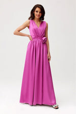 Roco Fashion Paloma Satin Maxi Cocktail Dress with Back Cutout violet 2