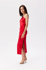 Roco Fashion Satin One-Shoulder Midi Dress