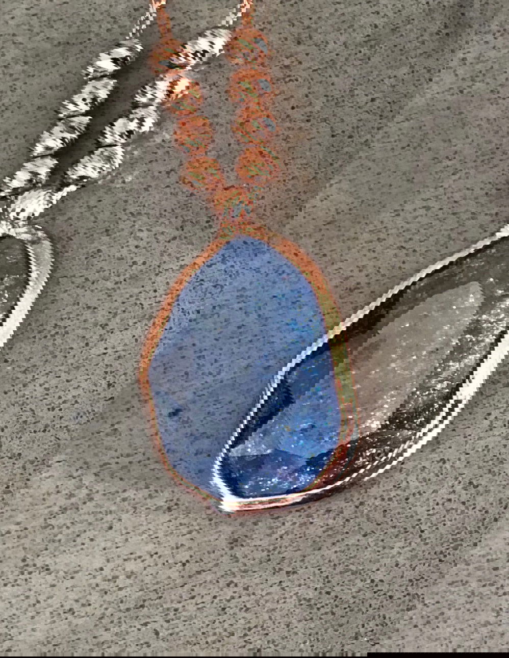 Rose Gold Plated Natural Stone Necklace with 8 Silver Beads