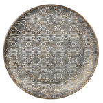 Round Filigree Platter Tray with Antique Brass Patina