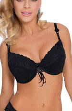 Roza Damaris Black Push Up Bra with Ribbon Detail