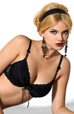 Roza Damaris Black Push Up Bra with Ribbon Detail