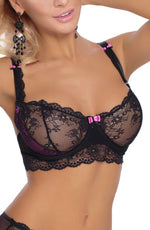 Roza Fifi Soft Cup Lace Bra Black & Pink Bow