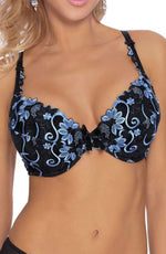 Roza Florence Push Up Embroidered Blue Bra