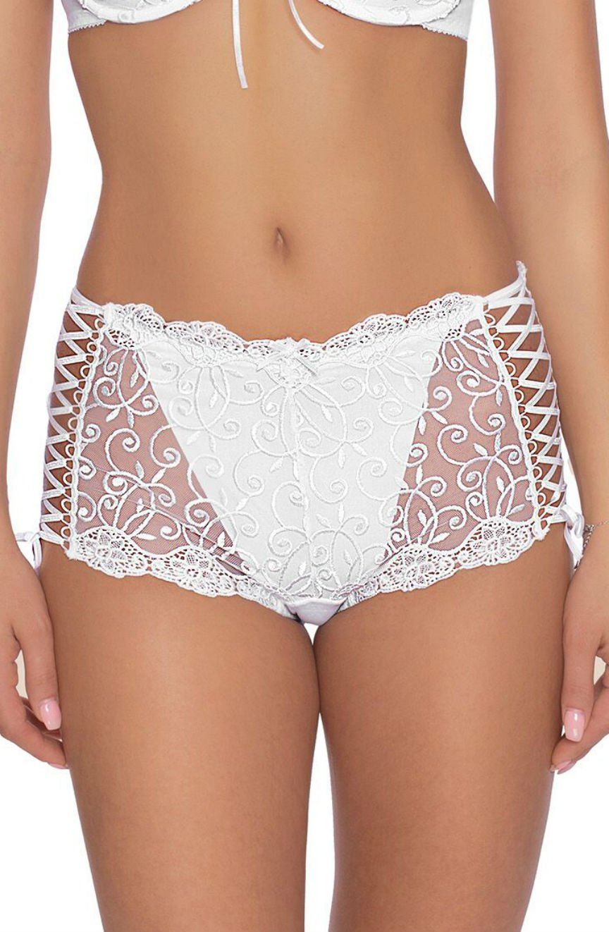 Roza Ginewra Shorts Style Lace Briefs White