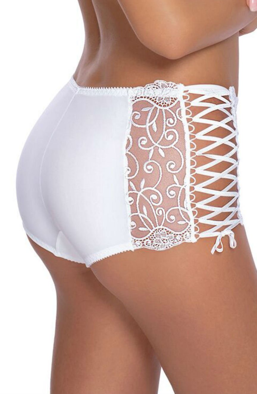 Roza Ginewra Shorts Style Lace Briefs White