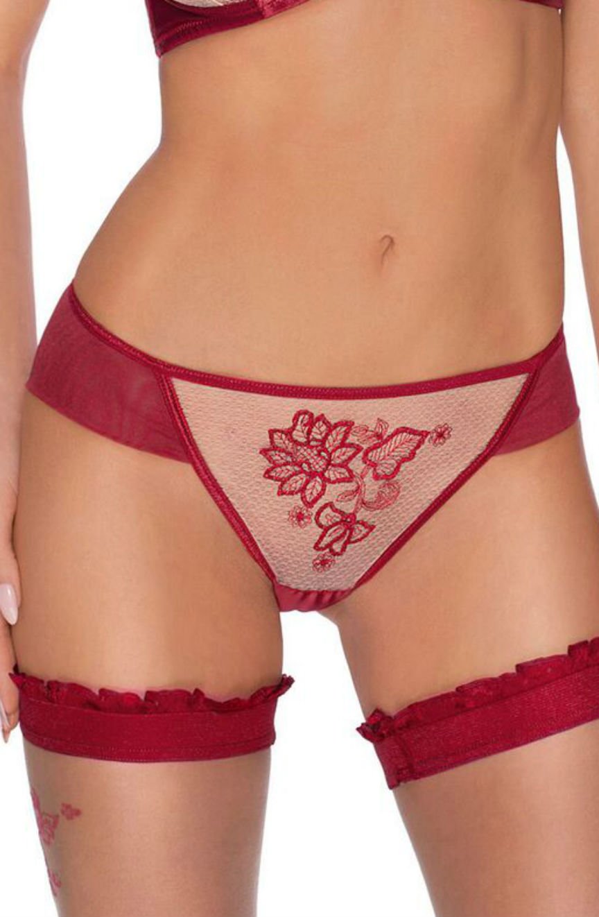 Roza Mehendi Briefs Claret Red