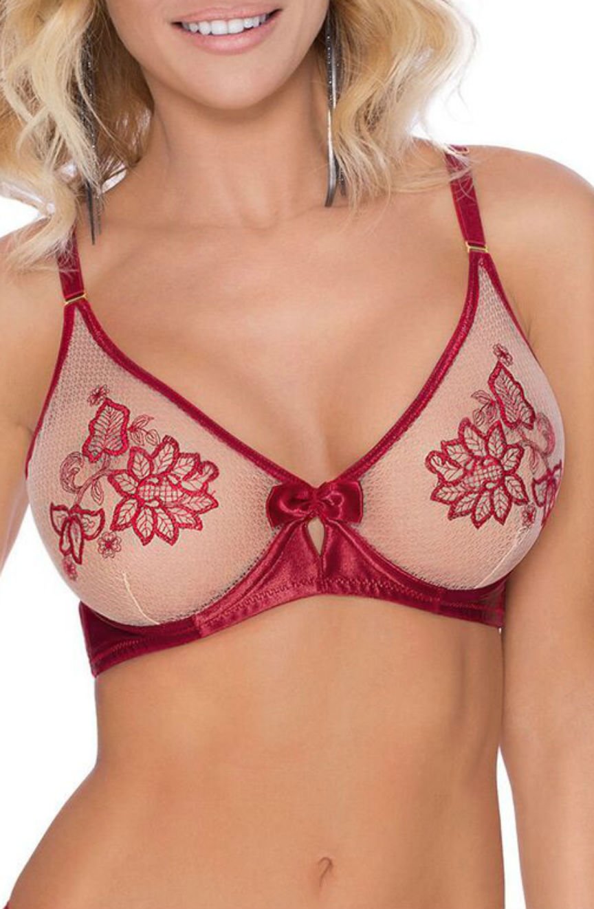 Roza Mehendi Soft Cup Bra Claret Red