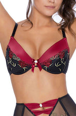 Roza Rufina Push Up Lace Bra Black & Red