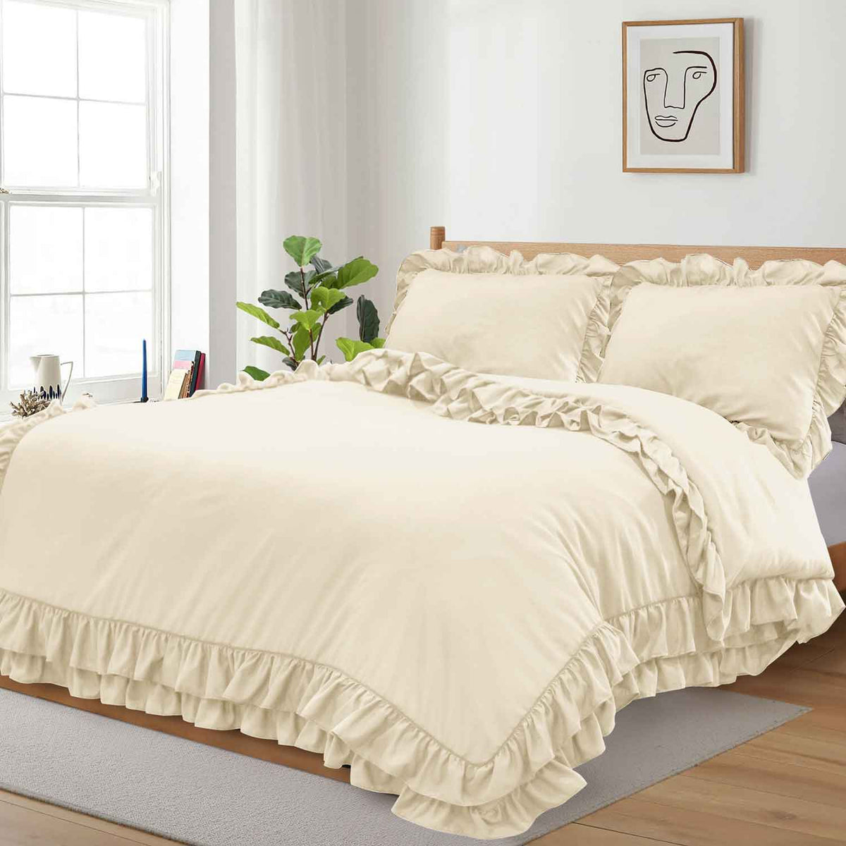 Ruffled Borders Duvet Cover Set