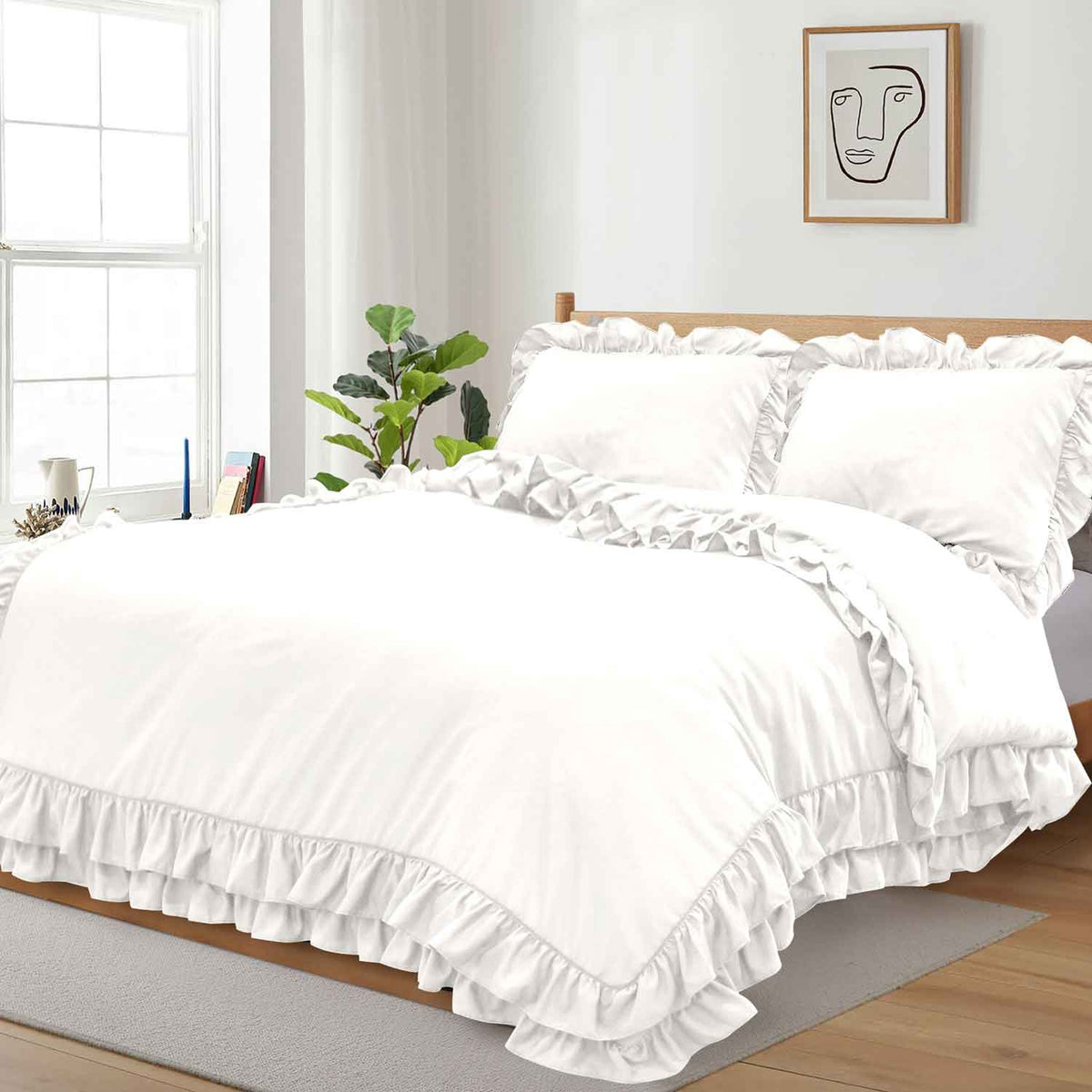 Ruffled Borders Duvet Cover Set