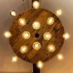 Rustic Industrial Cable Reel Cascade Chandelier 16 lamp holders