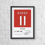 Ryan Giggs Manchester United Legend Stats Print A0 - 841mm x 1189mm