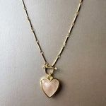 Sanora Luxe 18k Gold Plated Rose Quartz T Bar Heart Necklace