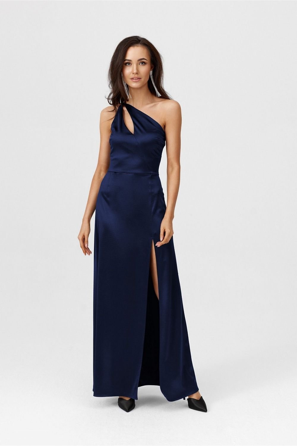 Satin Asymmetric Cut Long Maxi Occasion Dress | Roco Fashion