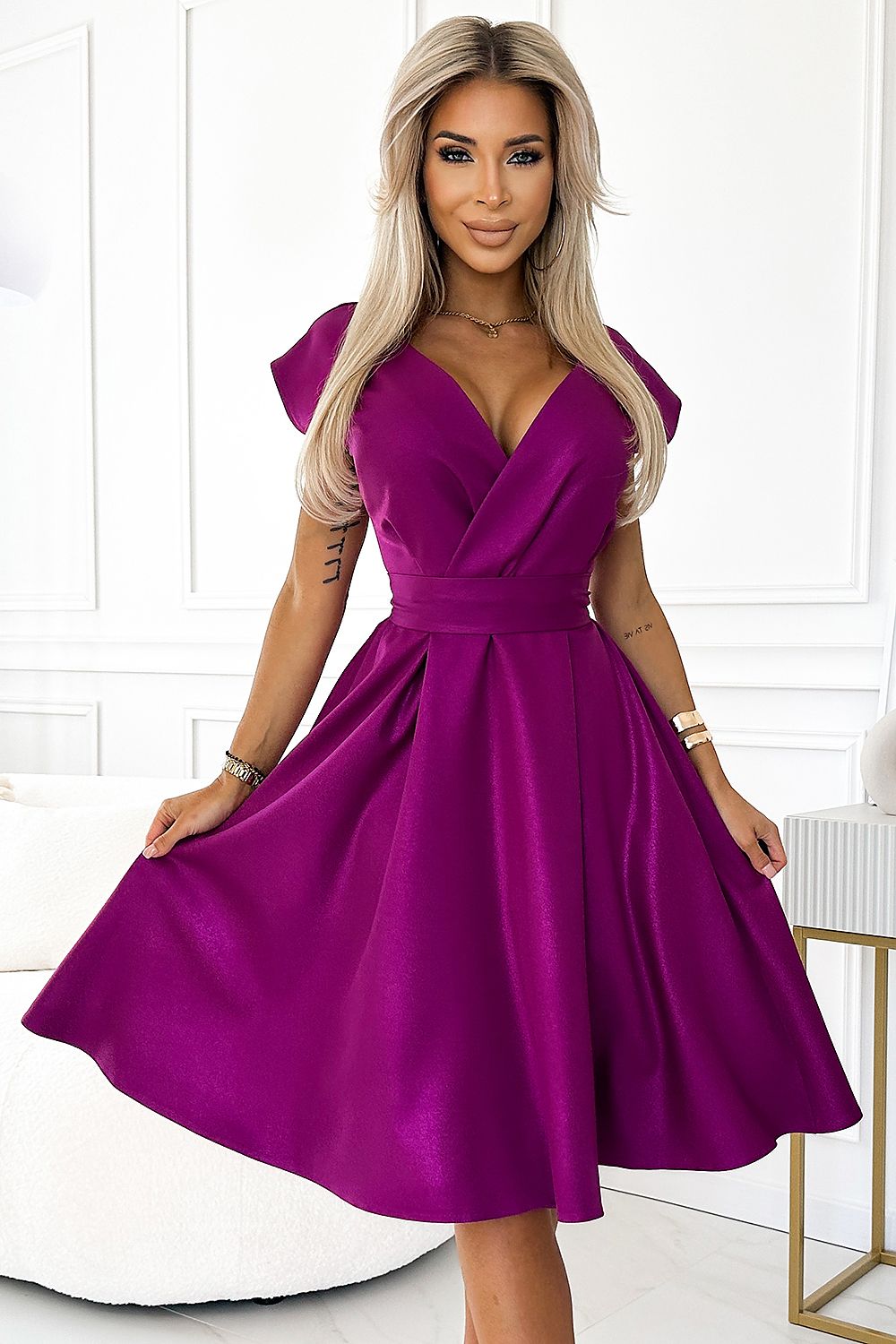 Numoco Scarlett Flared Cocktail Dress Violet