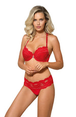 Roza Sefia Halter Neck Push-up Plunge Bra Red