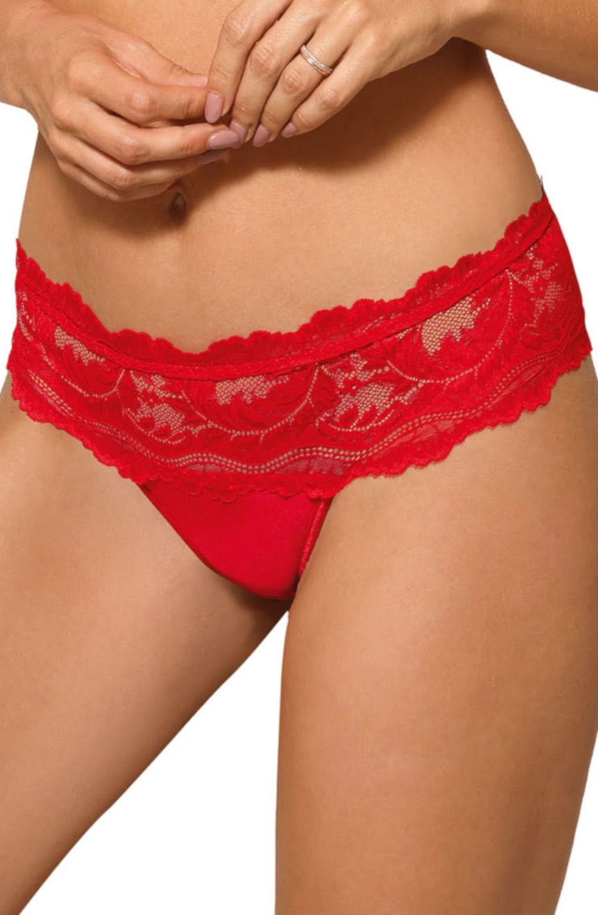 Roza Sefia Lace Thong Red