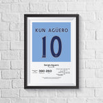 Sergio Aguero Manchester City Legend Stats Print A0 - 841mm x 1189mm