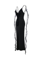 Sexy V-neck Backless Strap Fishtail Evening Fitted Maxi Dress