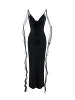 Sexy V-neck Backless Strap Fishtail Evening Fitted Maxi Dress