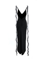 Sexy V-neck Backless Strap Fishtail Evening Fitted Maxi Dress