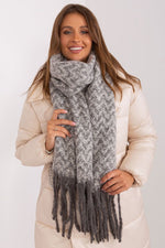 AT Geometric Shawl Scarf grey one-size-fits-all
