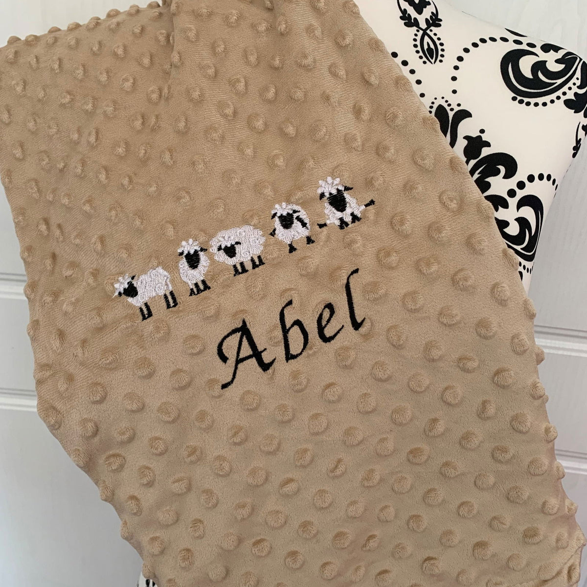 Sheep - Baby Bubble Blanket - Personalised CAMEL