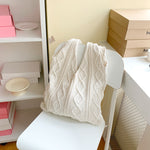 Shoulder Knitted Woolen Crochet Tote Bag White 55x37x2