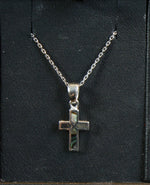 Silver Pendant on 45cm Silver Chain Various Designs Cross with green enamel