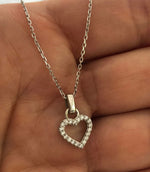 Silver Pendant on 45cm Silver Chain Various Designs Small heart with zircon stones