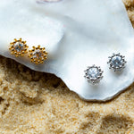 Dainty London Silver White Topaz Seren Studs