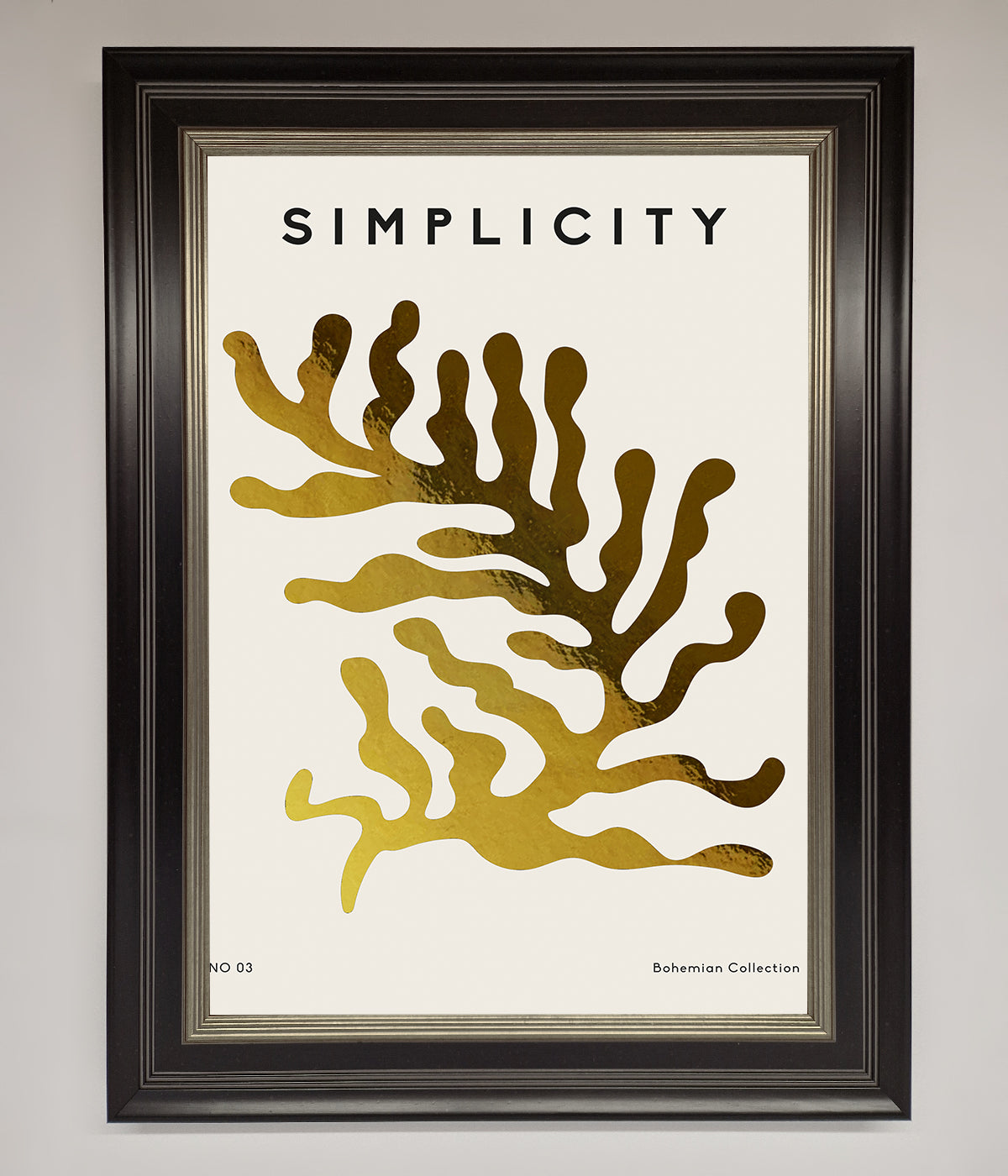 Simplicity Plant Foil Print Black Silver