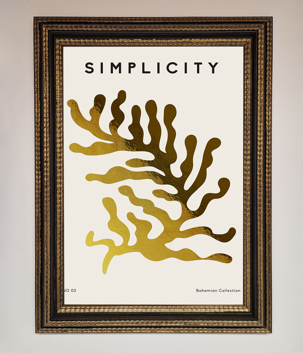 Simplicity Plant Foil Print Ornate Gold Black