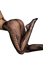 SLIDE Black Rhinstone Fishnet Tights One Size