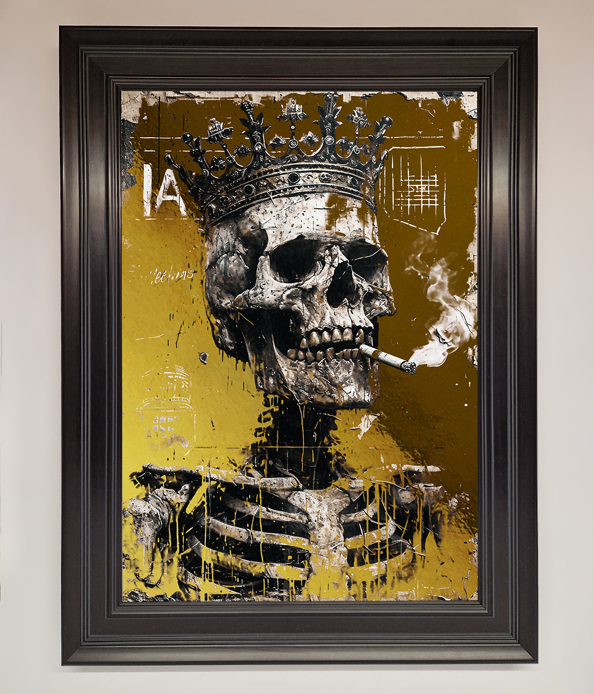 Smoking King Skull Foil Print Matt Black
