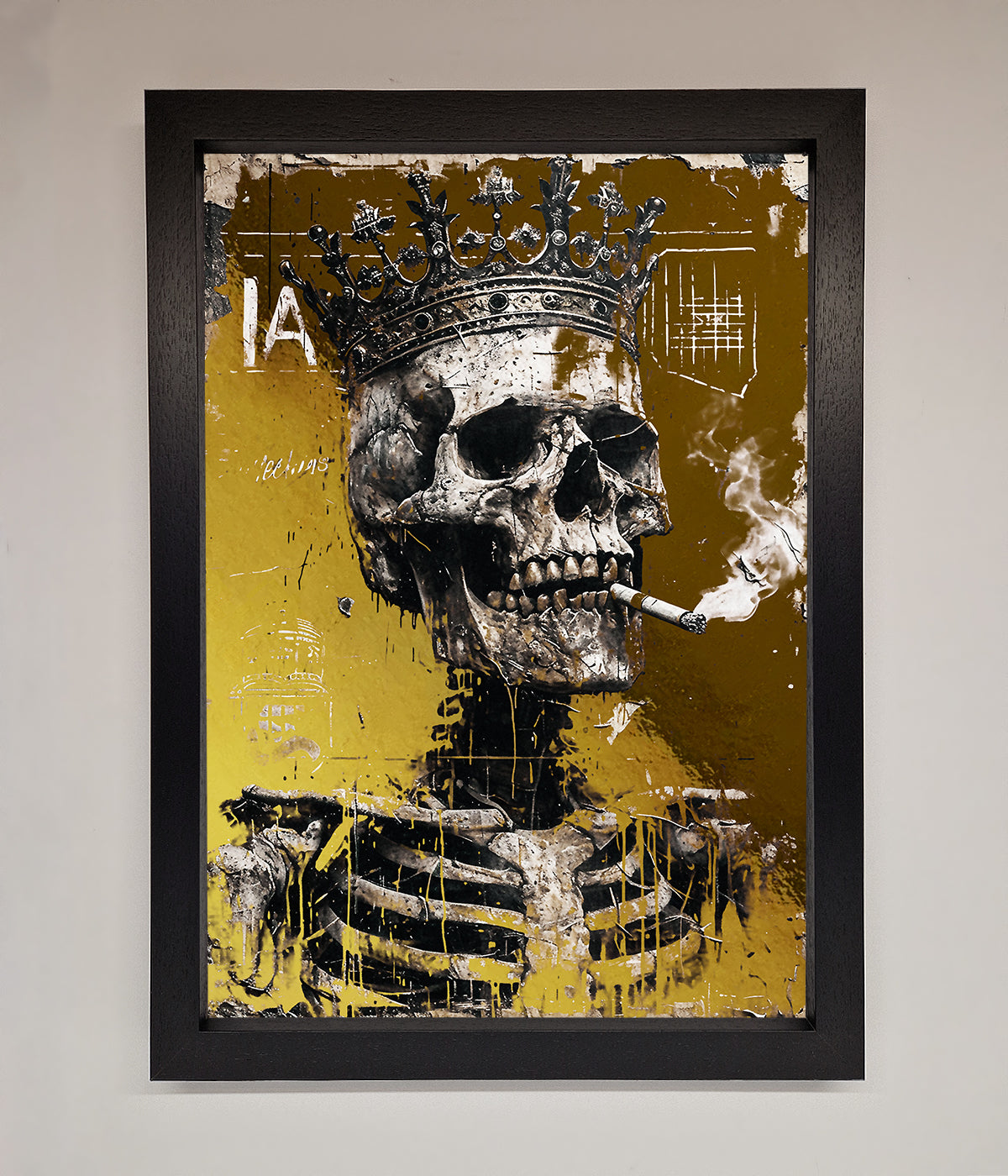 Smoking King Skull Foil Print Black