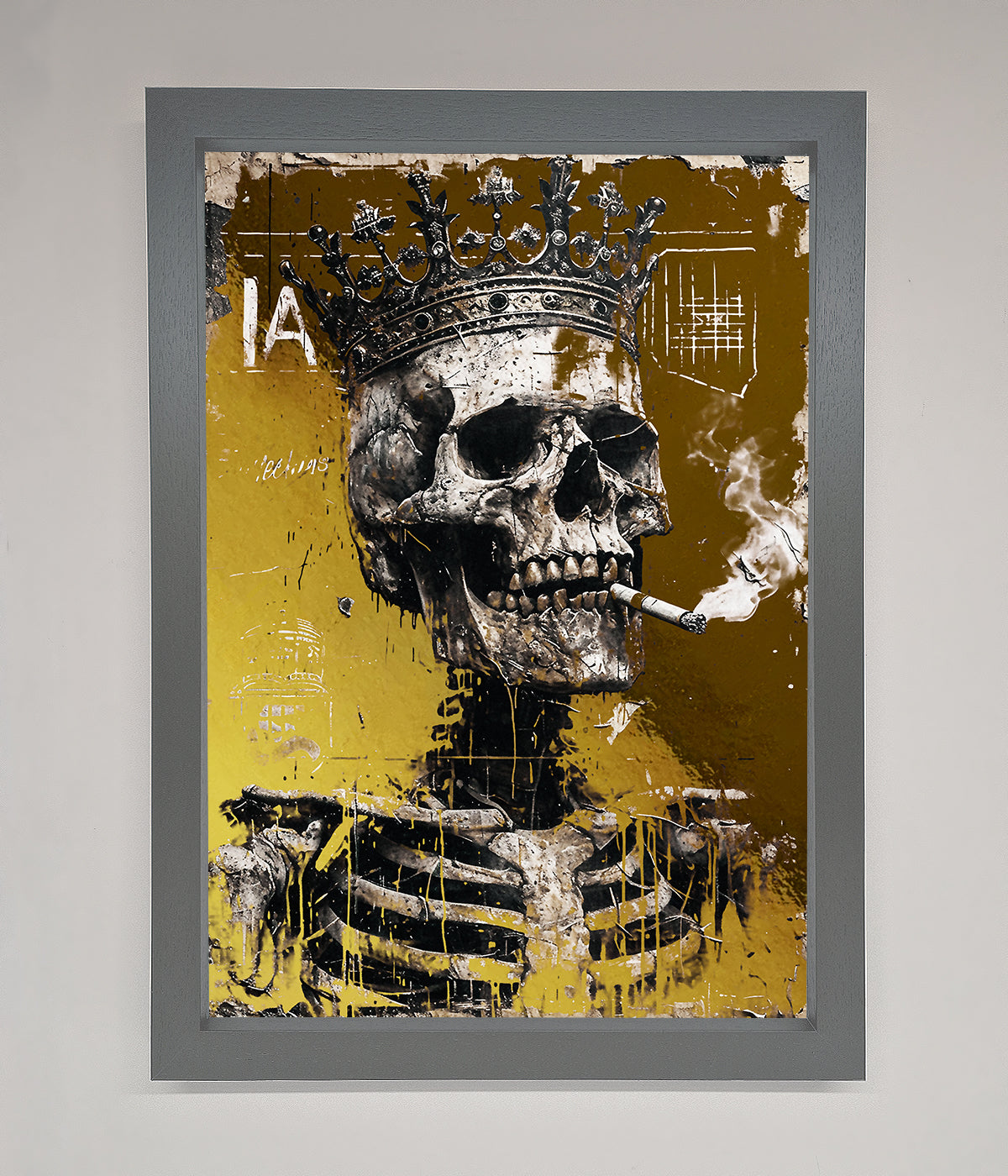 Smoking King Skull Foil Print Dark Grey
