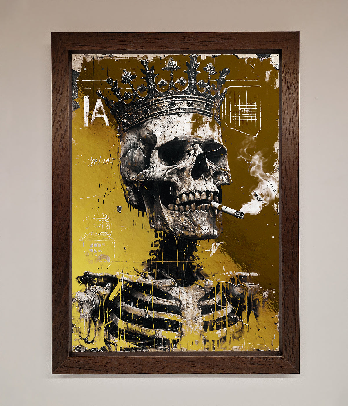 Smoking King Skull Foil Print Walnut