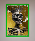 Smoking King Skull Foil Print Neon Dark Green