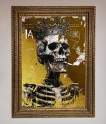 Smoking King Skull Foil Print Ornate Gold