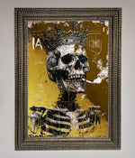 Smoking King Skull Foil Print Ornate Silver