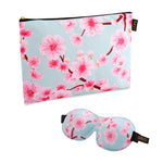 Contoured Sleep Mask & Accessories Bag Set - Cherry Blossom Print