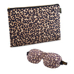 Contoured Sleep Mask & Accessories Bag Set - Leopard Print