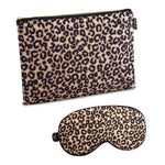 Satin Sleep Mask & Accessories Bag Set - Leopard Print