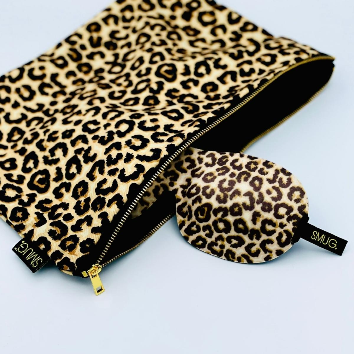 Contoured Sleep Mask & Accessories Bag Set - Leopard Print