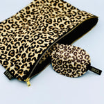 Contoured Sleep Mask & Accessories Bag Set - Leopard Print
