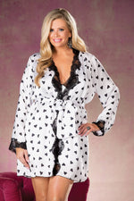 Shirley of Hollywood Plus Size Heart Print & Lace Robe