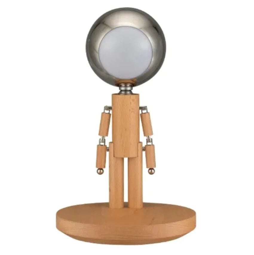 Solid Wooden Robot Moon Desk Bedroom Bedside Living Room Lamp
